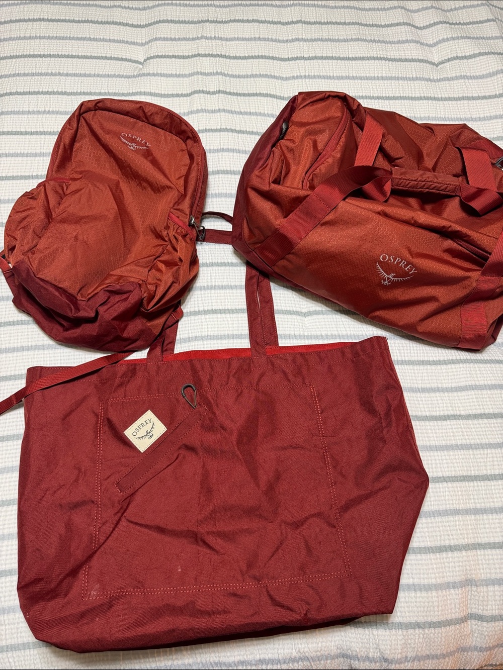 Osprey Red Travel Duffel & Tote Set